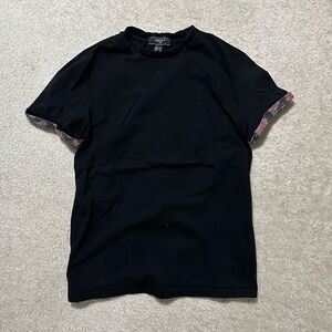 Forever 21 Black and Red Floral Cuff T-Shirt